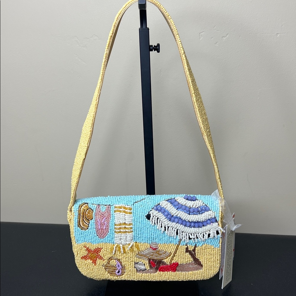 Handcrafted In India | Sun Tanning Beach Vibe Babe Beaded Shoulder Bag ☀️👙🏖️